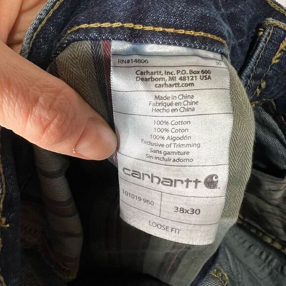 Carhartt Men's Dark Blue Denim Wash Loose Straight Leg Jeans Size 38 - Picture 6 of 7